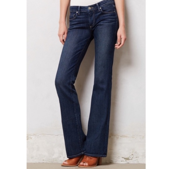 PAIGE Bootcut Dark Blue Wash Jeans. - Picture 9 of 10